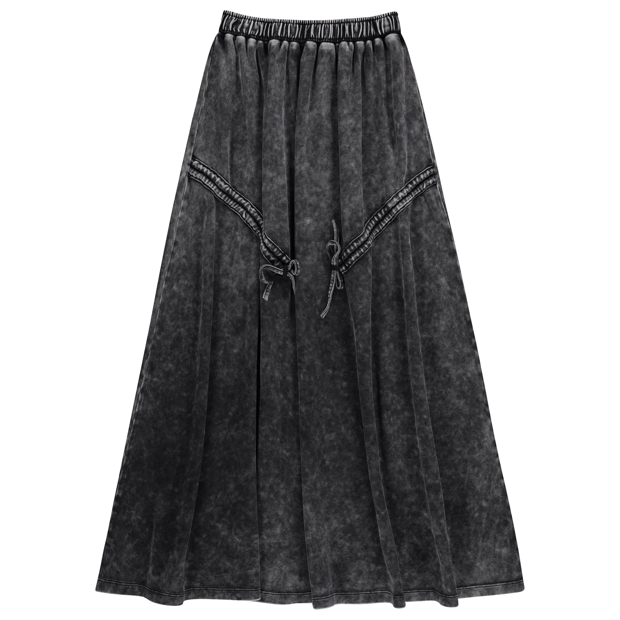 skirt maxi cinched jersey - black mineral wash