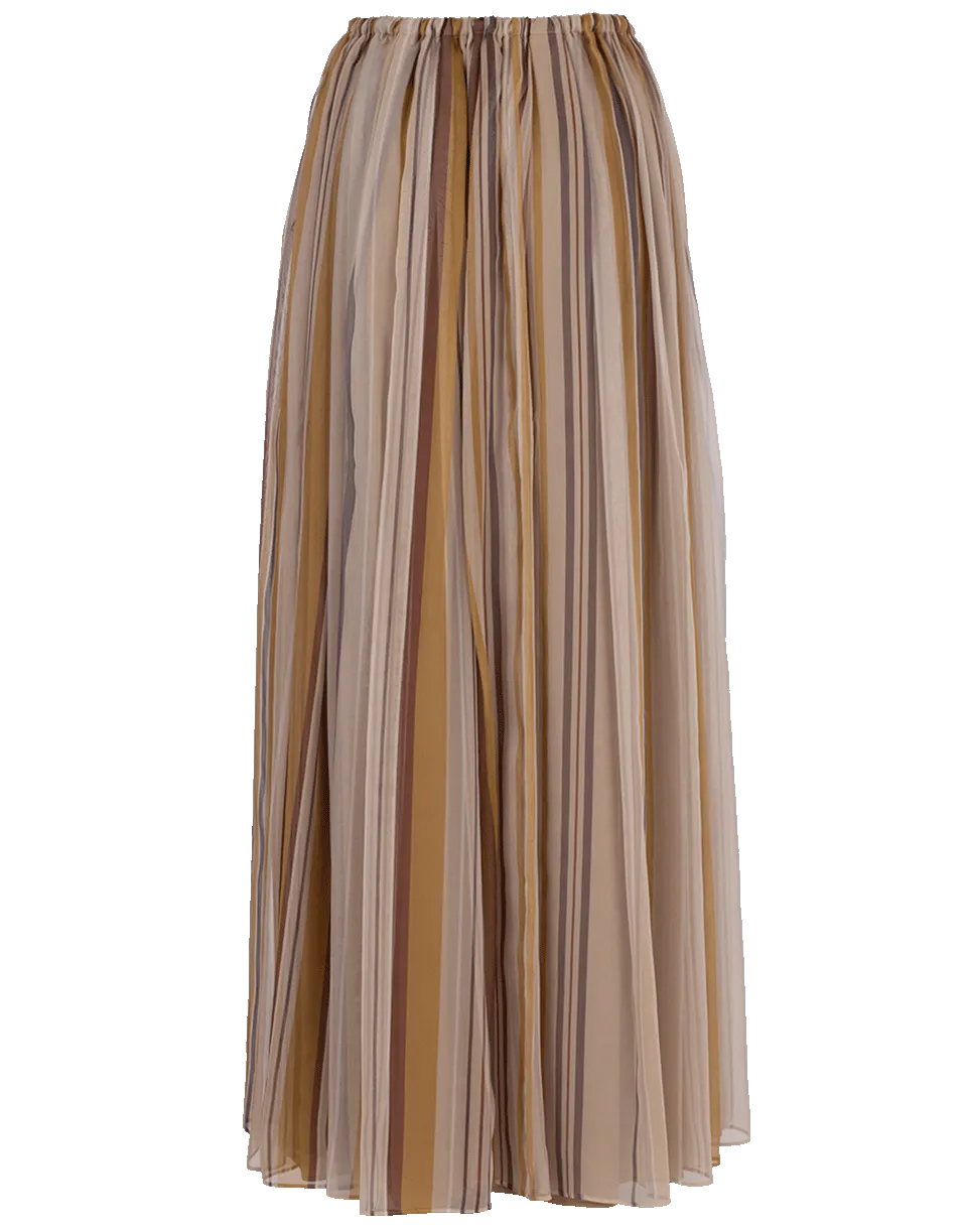 Stripe Chiffon Drawstring Maxi Skirt
