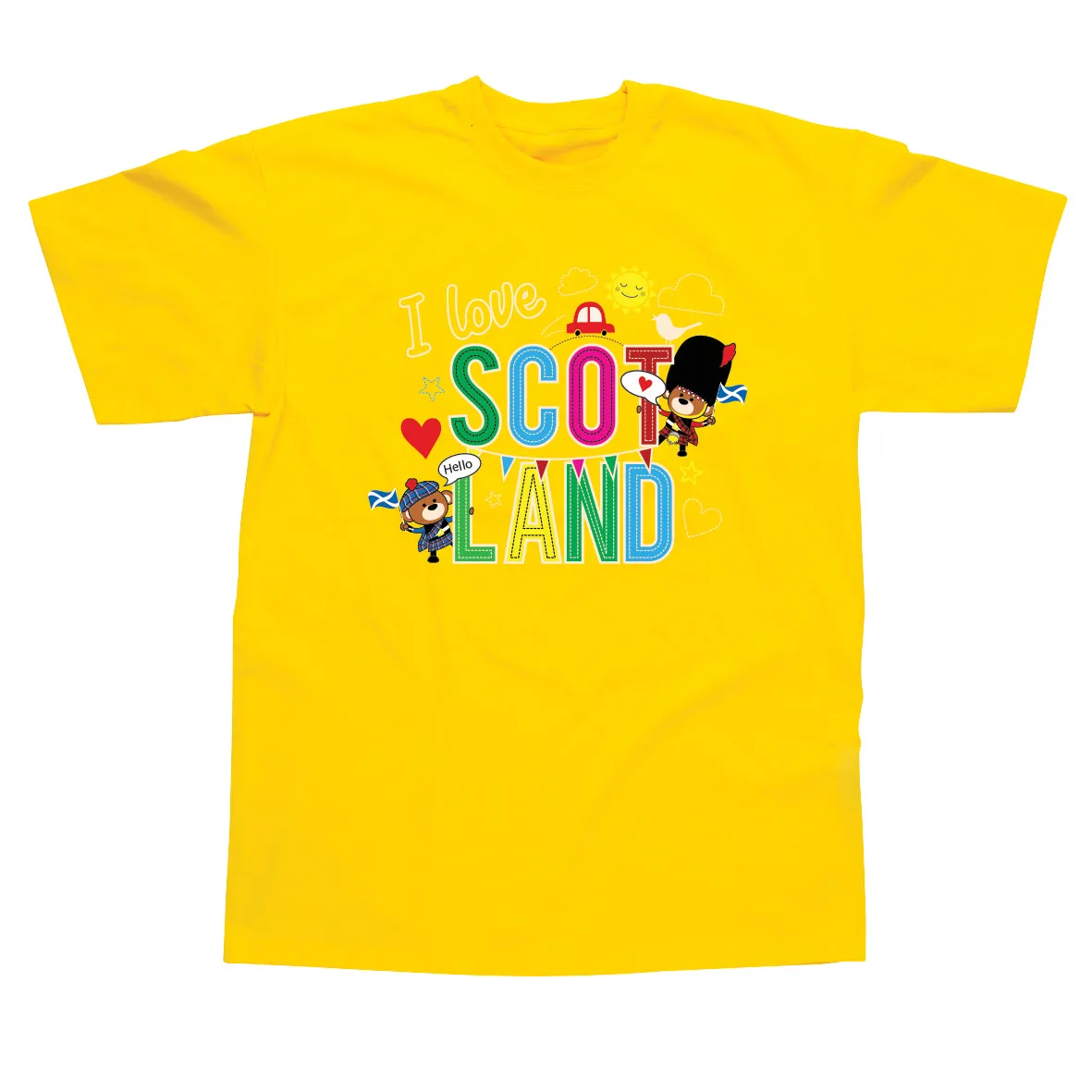 T-Shirt Childrens I Love Scotland Yellow