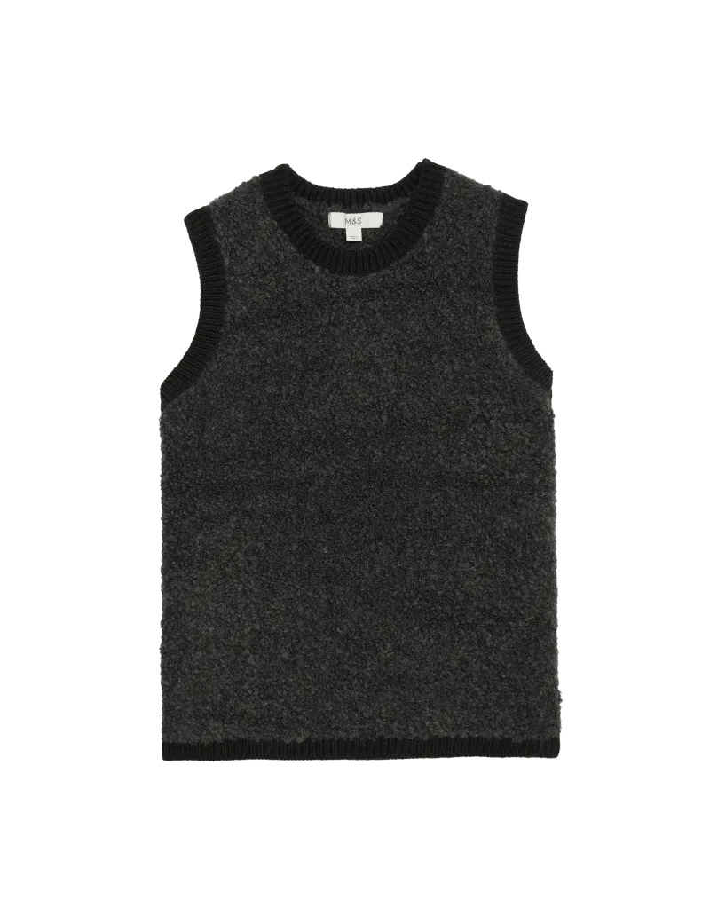 Textured Tipped Detail Knitted Vest