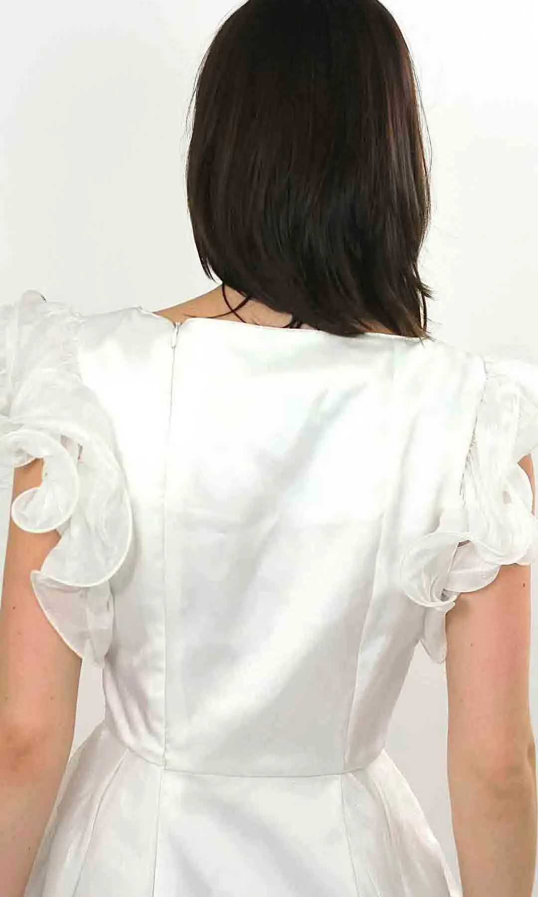 Vintage 80s Boho ruffled sleeve white party mini dress