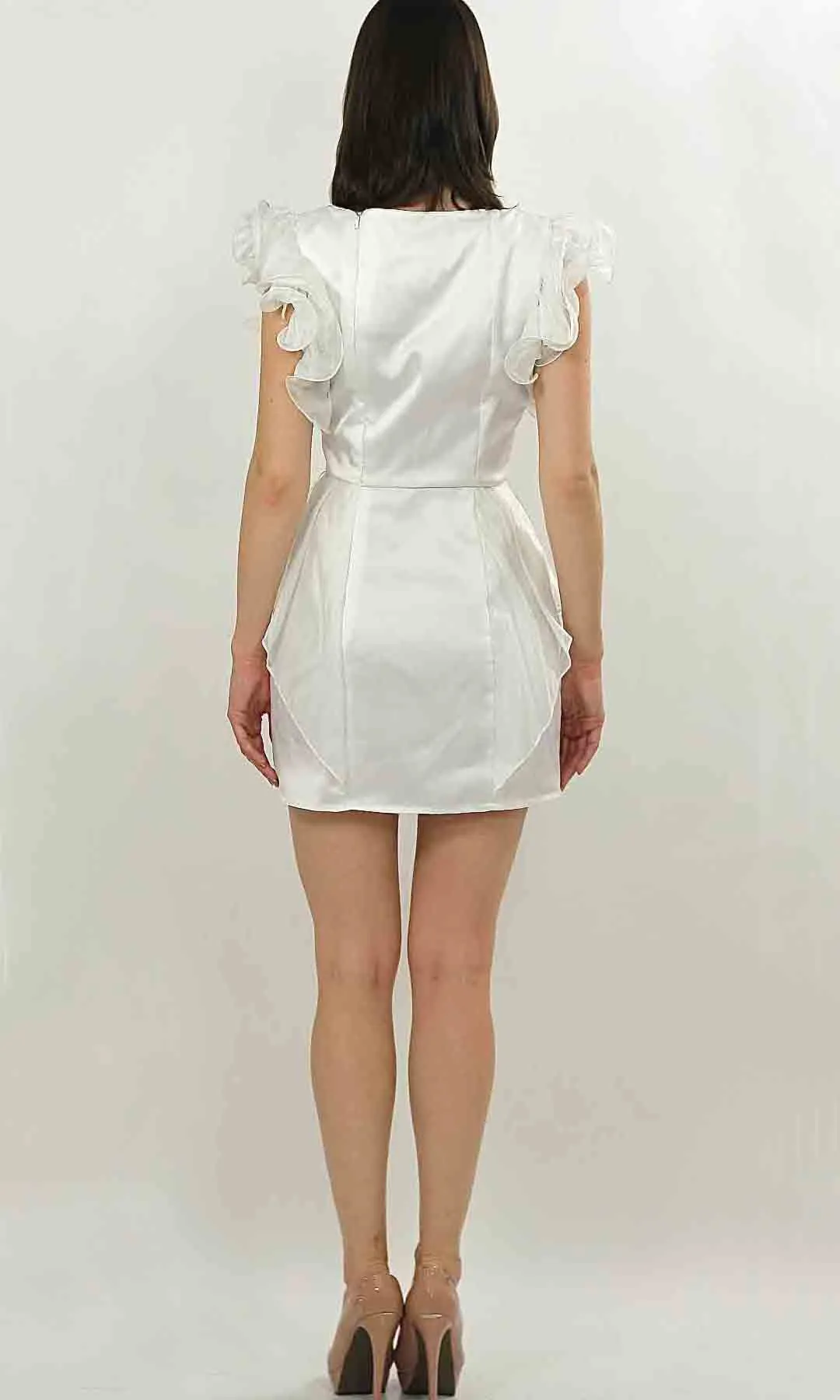 Vintage 80s Boho ruffled sleeve white party mini dress