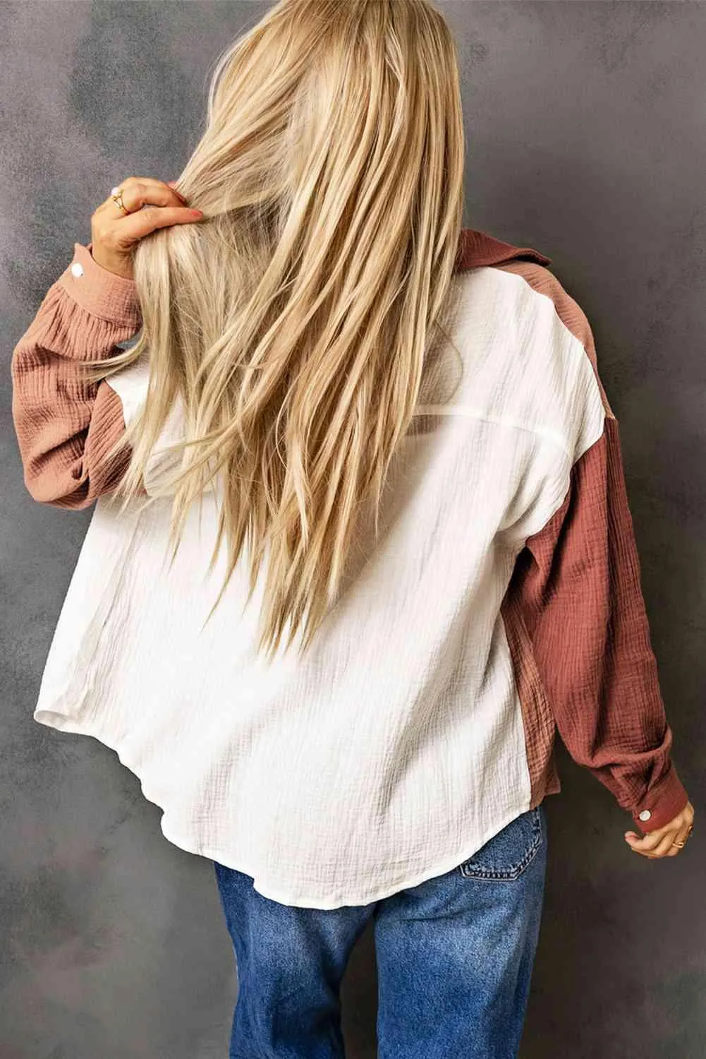 Wear All Year Textured Colorblock Shacket