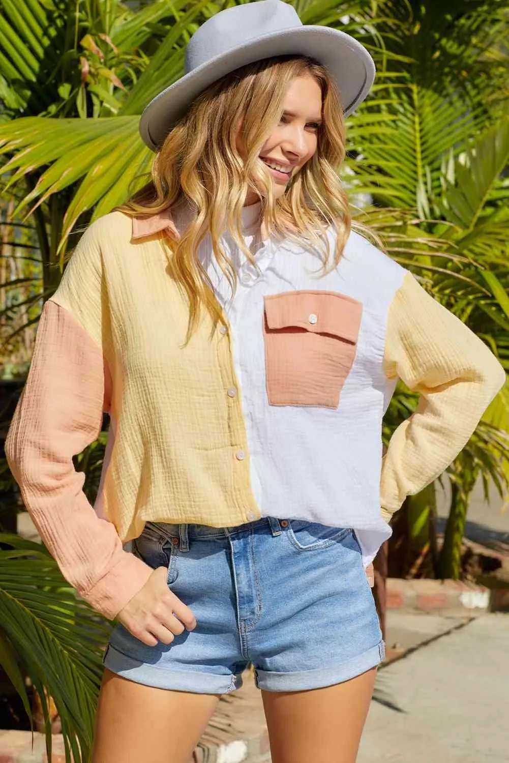 Wear All Year Textured Colorblock Shacket