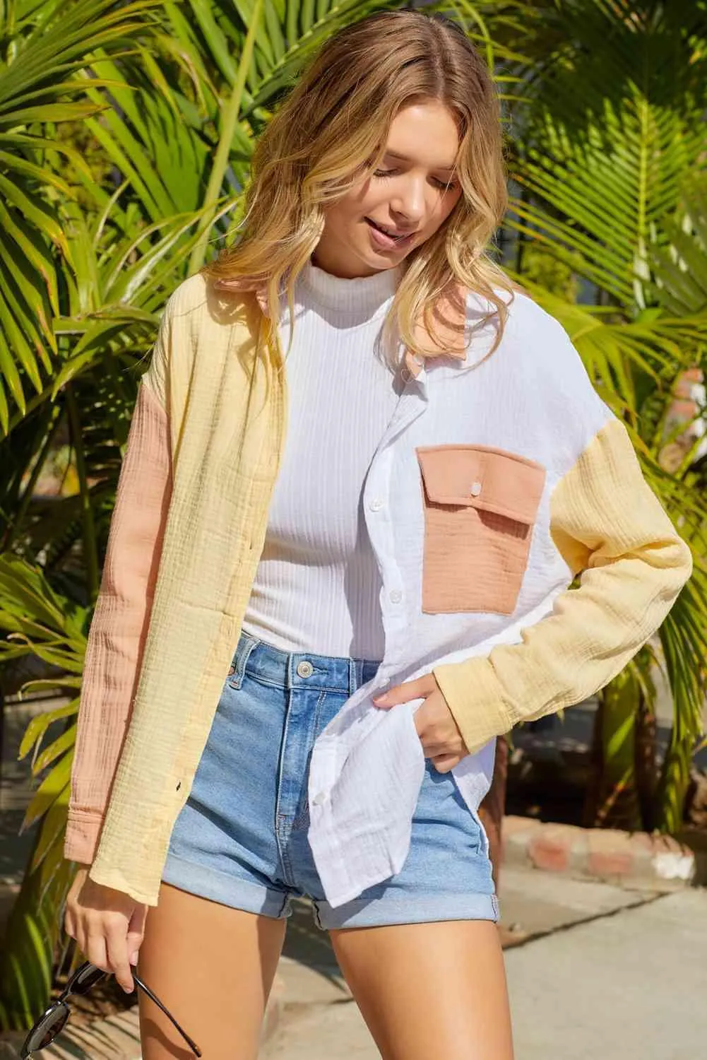 Wear All Year Textured Colorblock Shacket