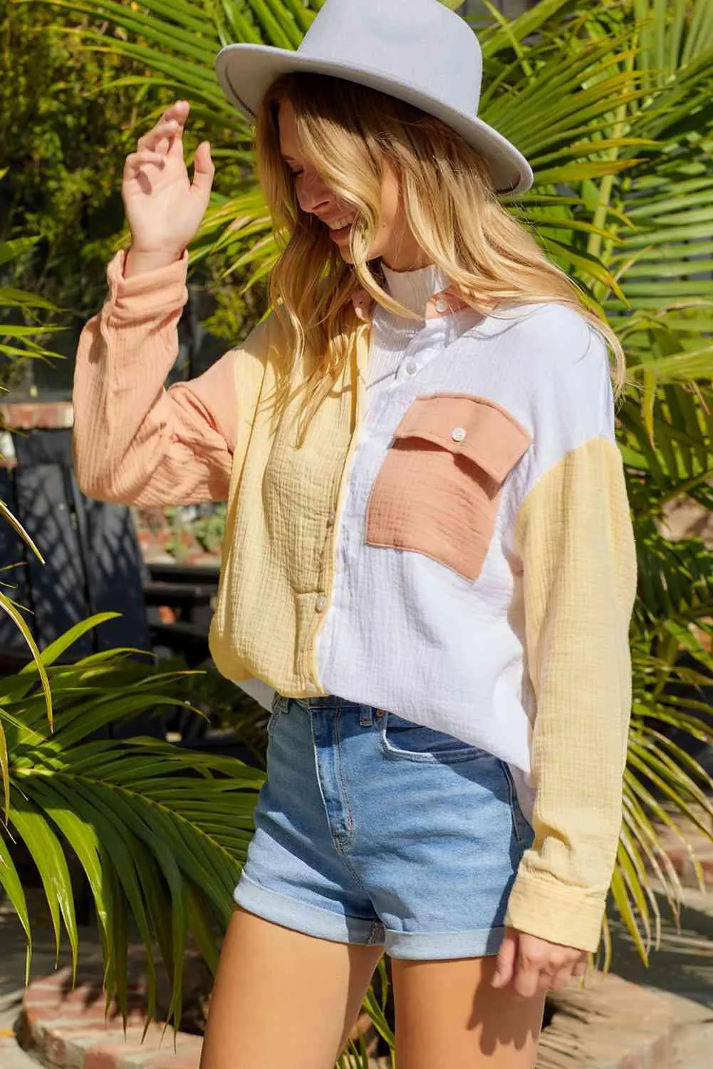 Wear All Year Textured Colorblock Shacket