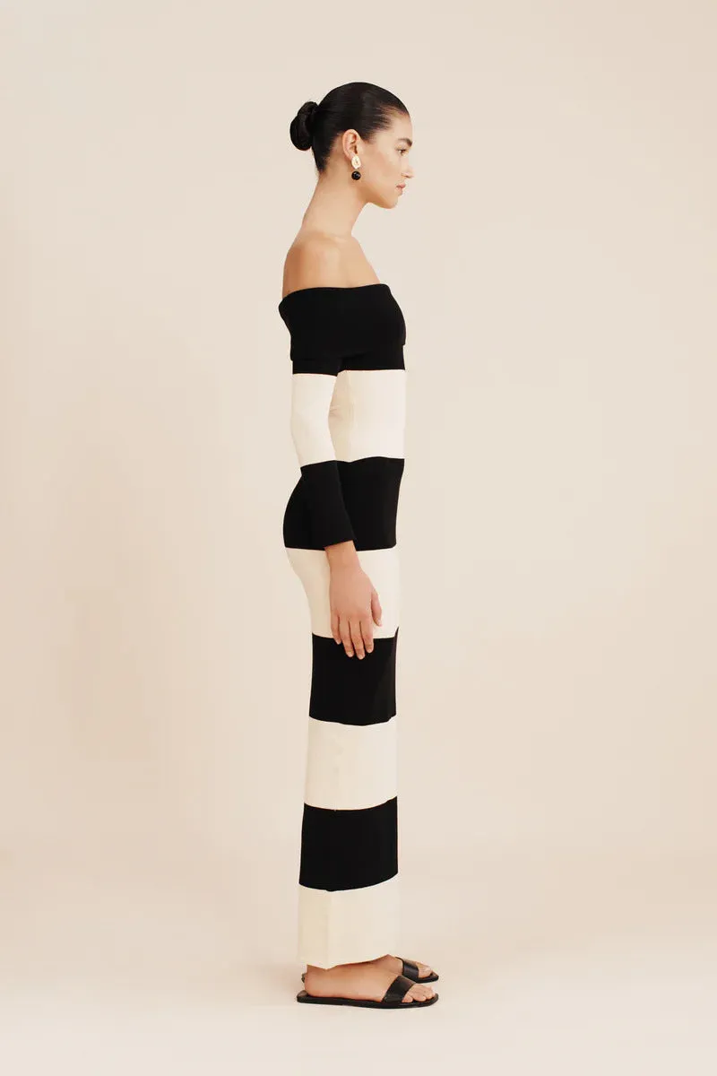 Women Color Block off the Shoulder Striped Dress