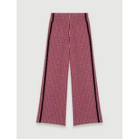 Women Wide Trousers In Contrast Tweed - Fuchsia