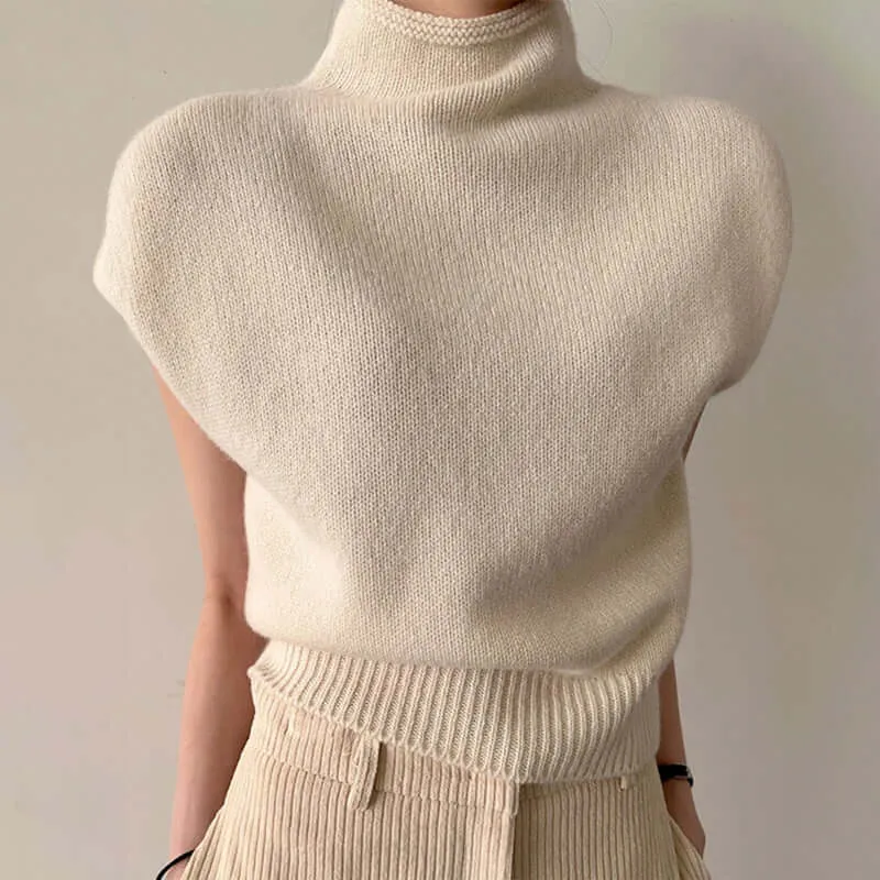 Women's Sleeveless Turtleneck Knitted Sweater Vest