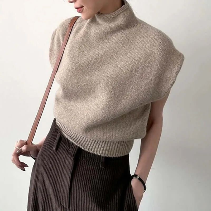 Women's Sleeveless Turtleneck Knitted Sweater Vest