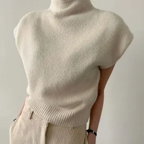 Women's Sleeveless Turtleneck Knitted Sweater Vest