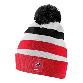 Women's Team Canada 2020 Nike Striped Cuff Beanie Knit Pom Pom Toque