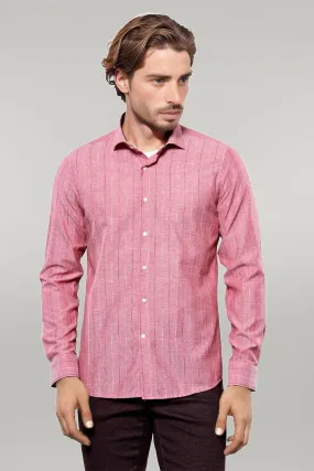 WSS Checked Light Burgundy Men's Shirt  - Singen