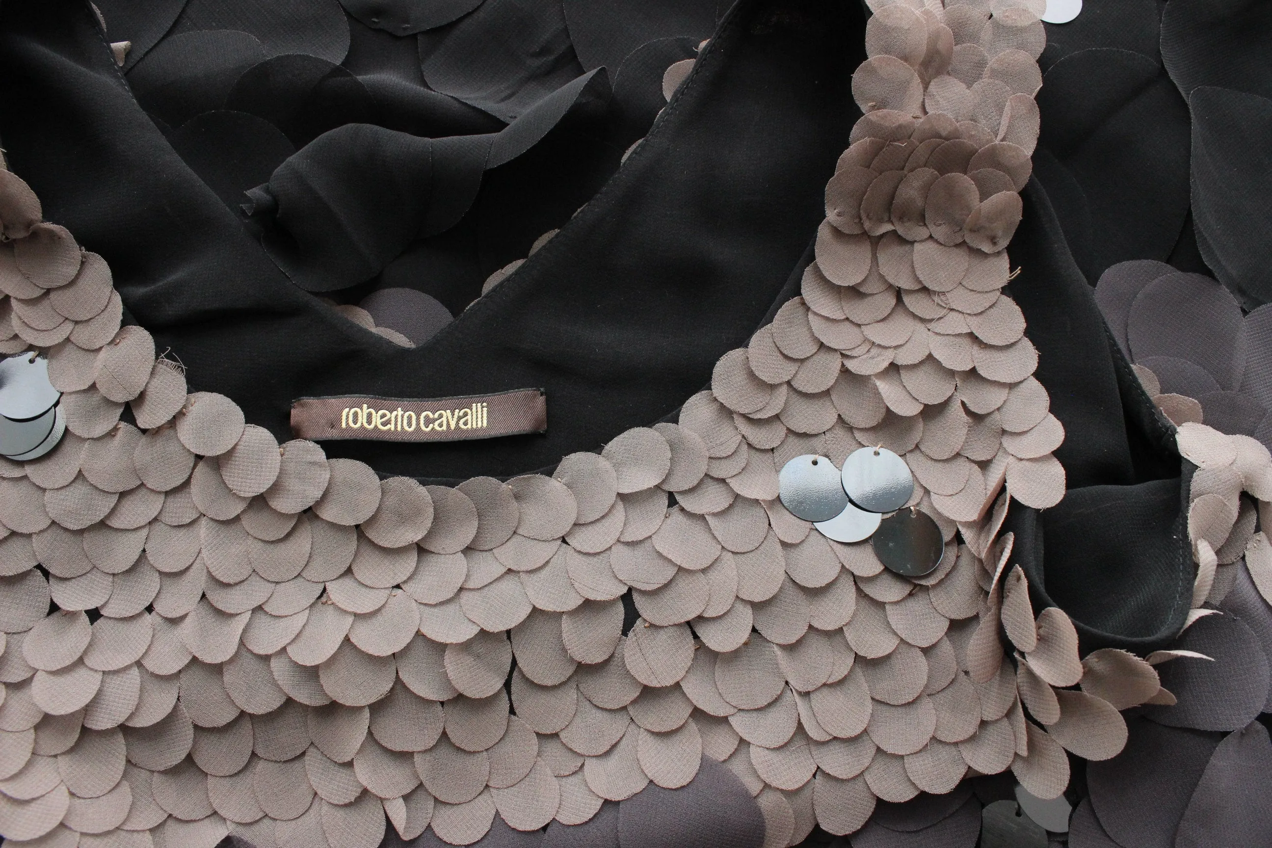 Y2K Roberto Cavalli Silk Disc Textured Cocktail Dress