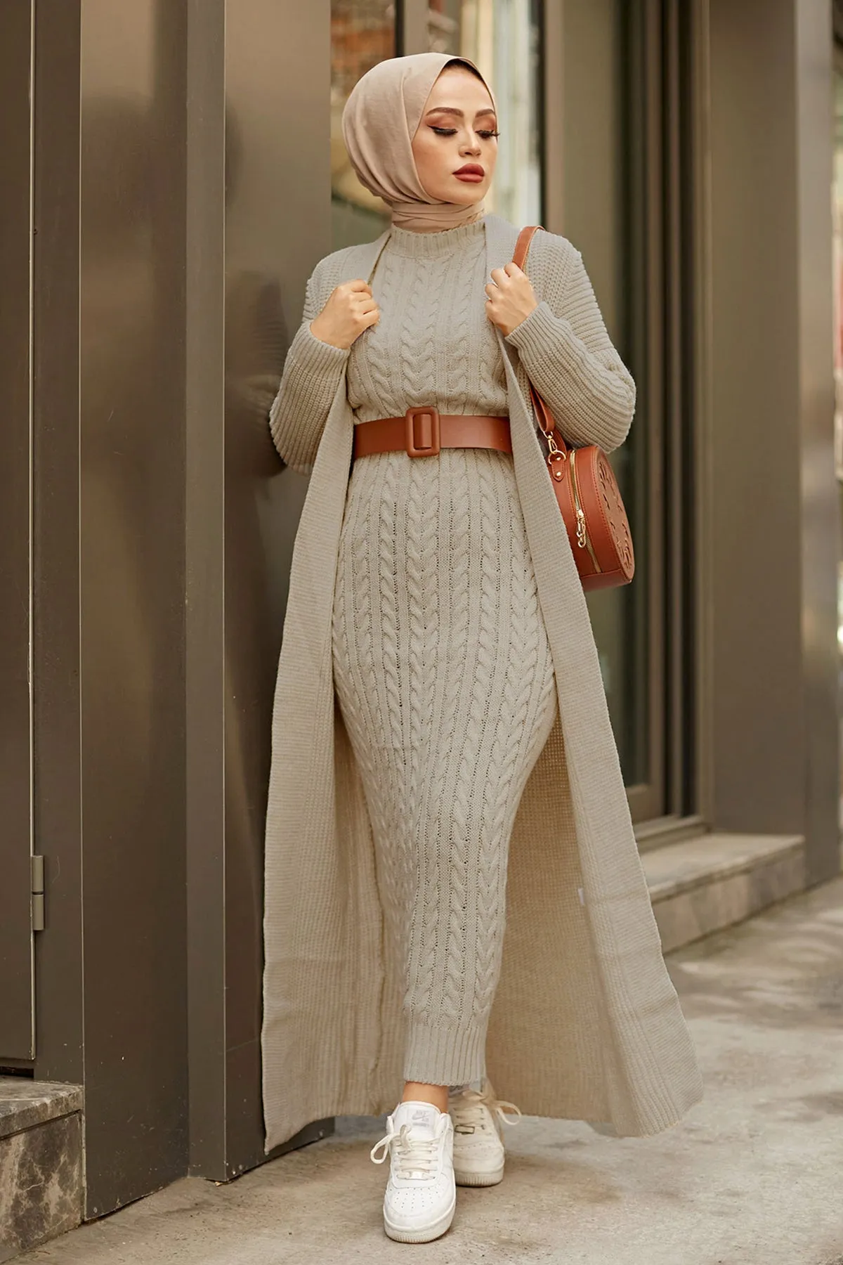 ZRF Women Knit Mink Cardigan Dress Suit - Daly City